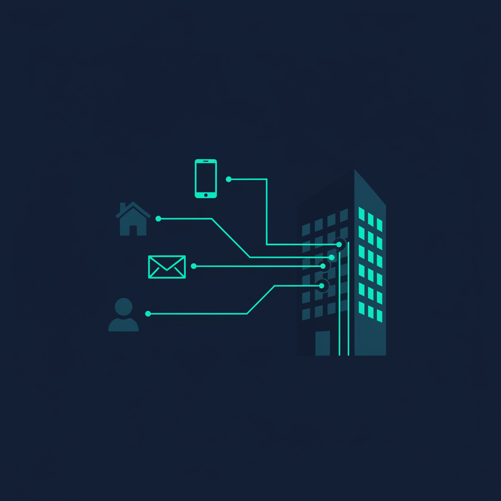 Personal data flowing into a corporate building